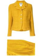 Chanel Vintage Cc Setup Suit Jacket Skirt - Yellow & Orange