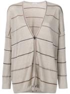 Brunello Cucinelli Striped Knitted Cardigan - Neutrals