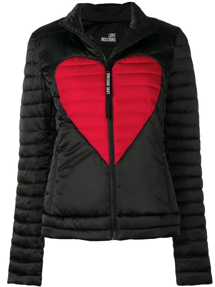 Love Moschino Heart Print Padded Jacket - Black