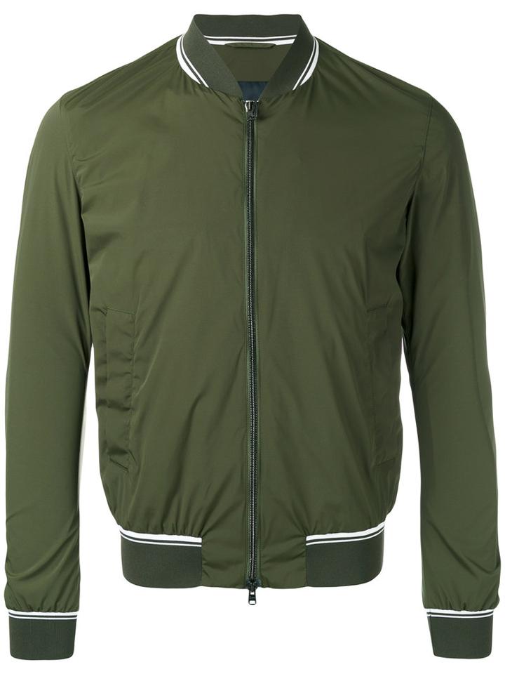 Herno - Striped Detail Bomber Jacket - Men - Polyamide/spandex/elastane - 50, Green, Polyamide/spandex/elastane