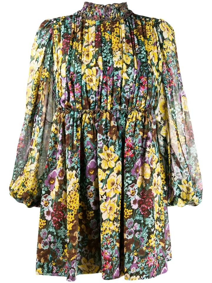 Wandering Floral Print Dress - Green