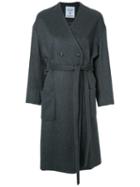 Fad Three Collarless Trench Coat, Women's, Size: Small, Grey, Polyester/wool