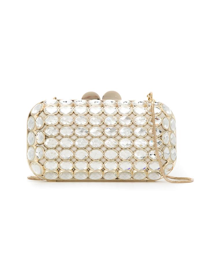 Isla Maxi Crystal Clutch Bag - White