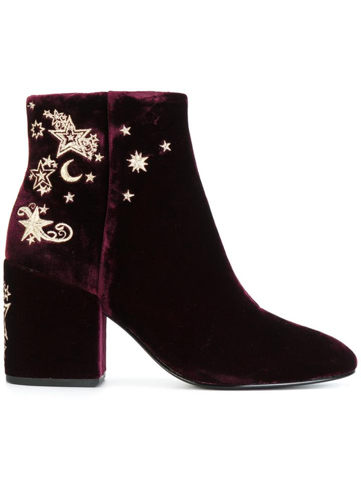Ash Embroidered Ankle Boots - Pink & Purple