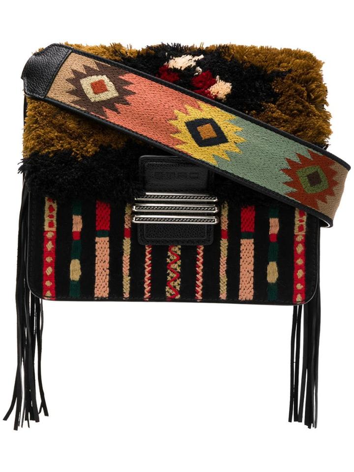 Etro Fringed Rainbow Shoulder Bag - Black