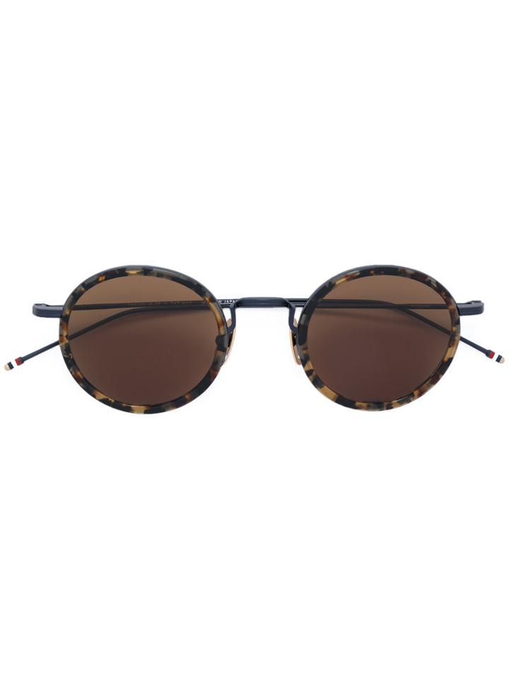 Thom Browne - Round Frame Detailed Sunglasses - Unisex - Acetate/titanium - 46, Brown, Acetate/titanium