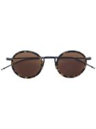 Thom Browne - Round Frame Detailed Sunglasses - Unisex - Acetate/titanium - 46, Brown, Acetate/titanium