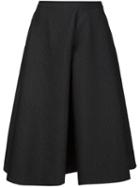 Monique Lhuillier Textured Pleated Skirt, Women's, Size: 6, Black, Silk/polyamide