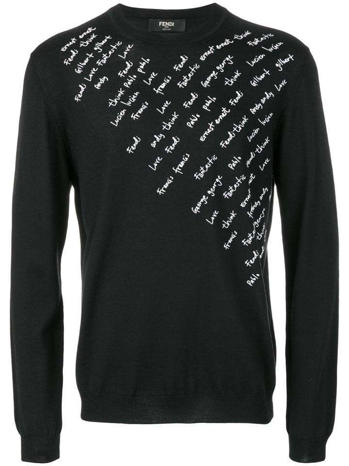 Fendi Embroidered Pullover - Black