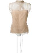 Lanvin Sheer Bow Detail Top, Women's, Size: 38, Nude/neutrals, Silk