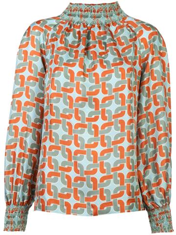 Le Sarte Pettegole Long Sleeve Blouse Trumpet Sleeve - Blue