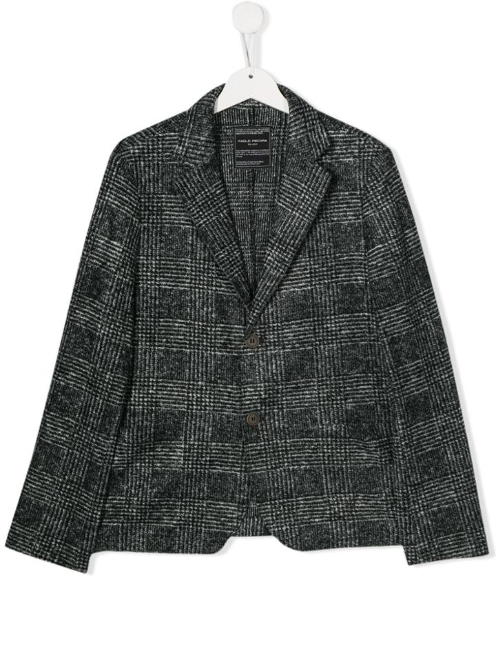 Paolo Pecora Kids Checked Blazer - Black
