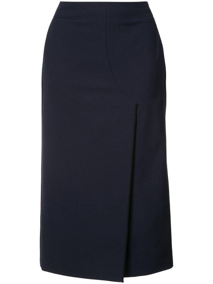 Jason Wu Front Slit Midi Skirt, Women's, Size: 4, Blue, Wool