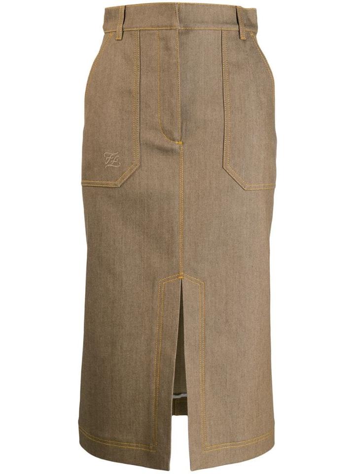 Fendi Straight-cut Midi Skirt - Neutrals