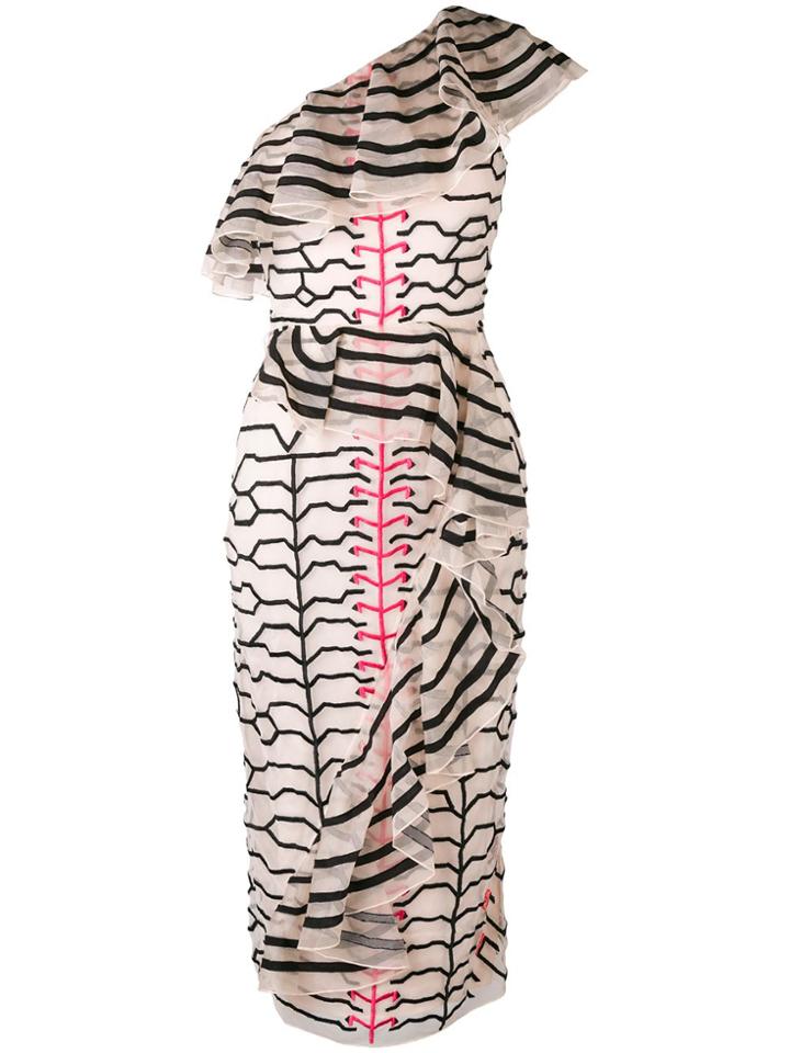 Temperley London Zebra Style Embroidered Dress - Pink & Purple