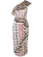 Temperley London Zebra Style Embroidered Dress - Pink & Purple