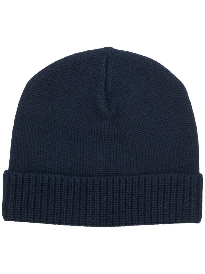 Stone Island Shadow Project Ribbed Knit Beanie - Blue
