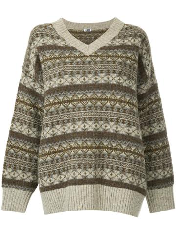 H Beauty & Youth Fairisle Knit Sweater - Brown