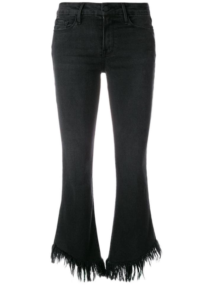 Frame Frayed Cropped Jeans - Black