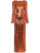 Galvan Adela Sequin Embellished Maxi Dress - Orange