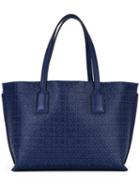 Loewe Embossed Pattern Tote Bag, Blue, Leather