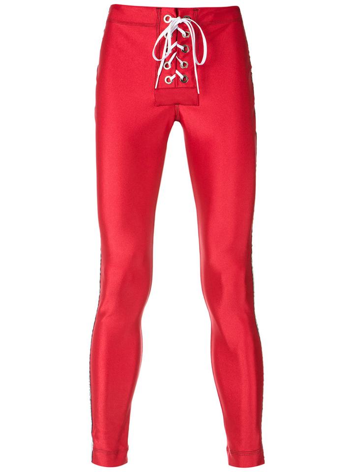 À La Garçonne - Lace-up Leggings - Men - Polyamide/spandex/elastane - M, Red, Polyamide/spandex/elastane