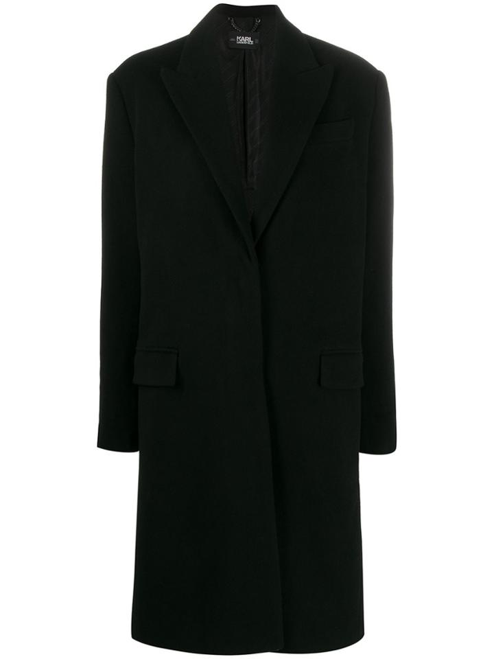 Karl Lagerfeld Karl X Carine Single Breasted Coat - Black