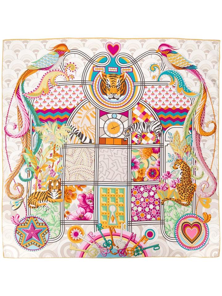 Salvatore Ferragamo Heaven's Door Printed Scarf - Neutrals