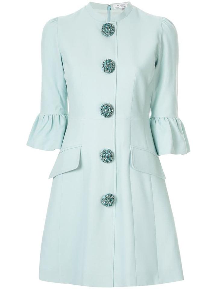 Andrew Gn Flared Cuffs Dress - Blue