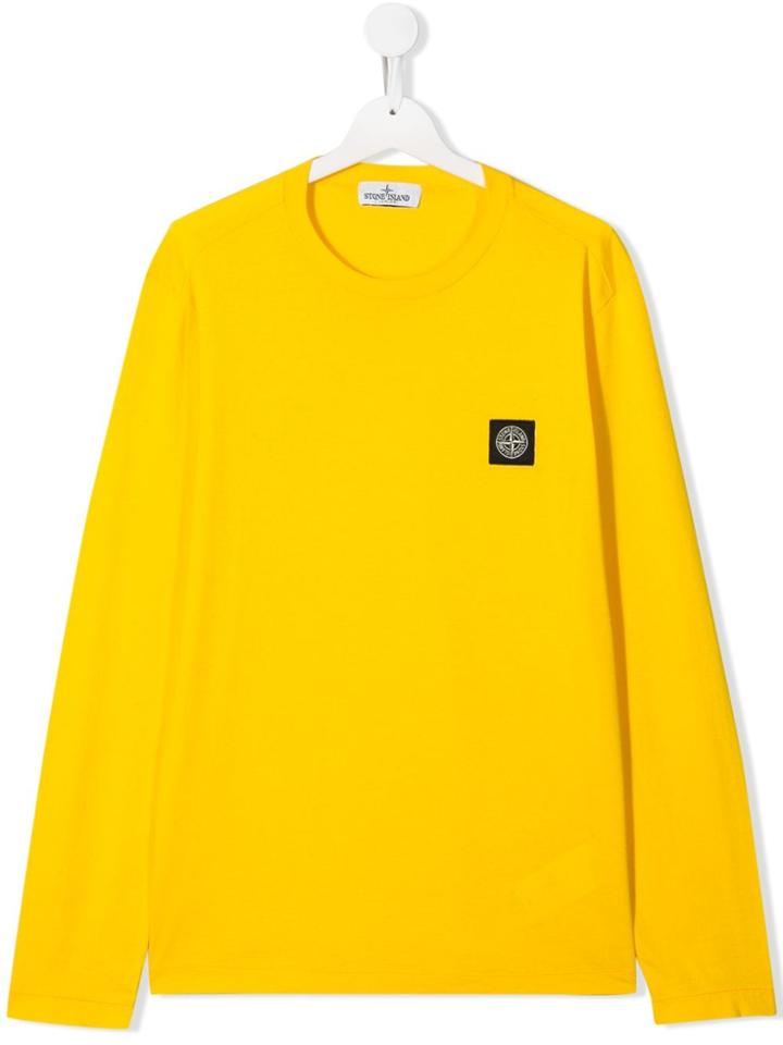 Stone Island Junior Teen Logo Patch Long-sleeved T-shirt - Yellow