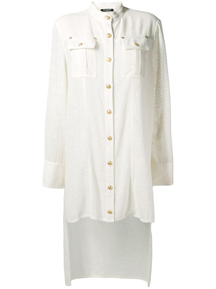 Balmain Longline Hem Shirt - Neutrals