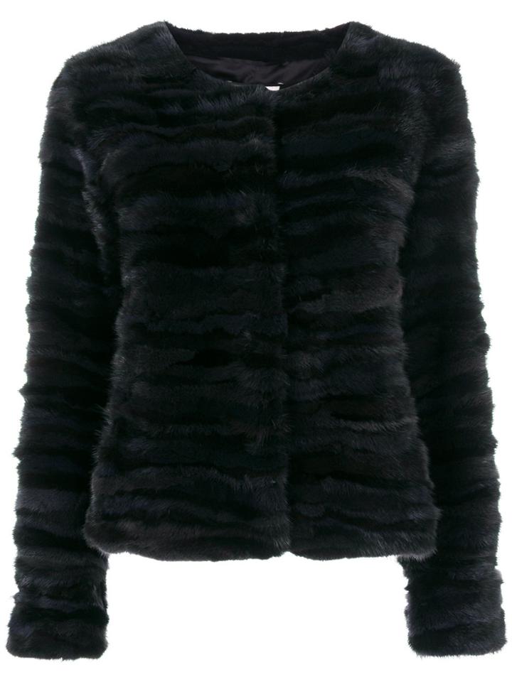 Max & Moi Short Fur Coat - Blue