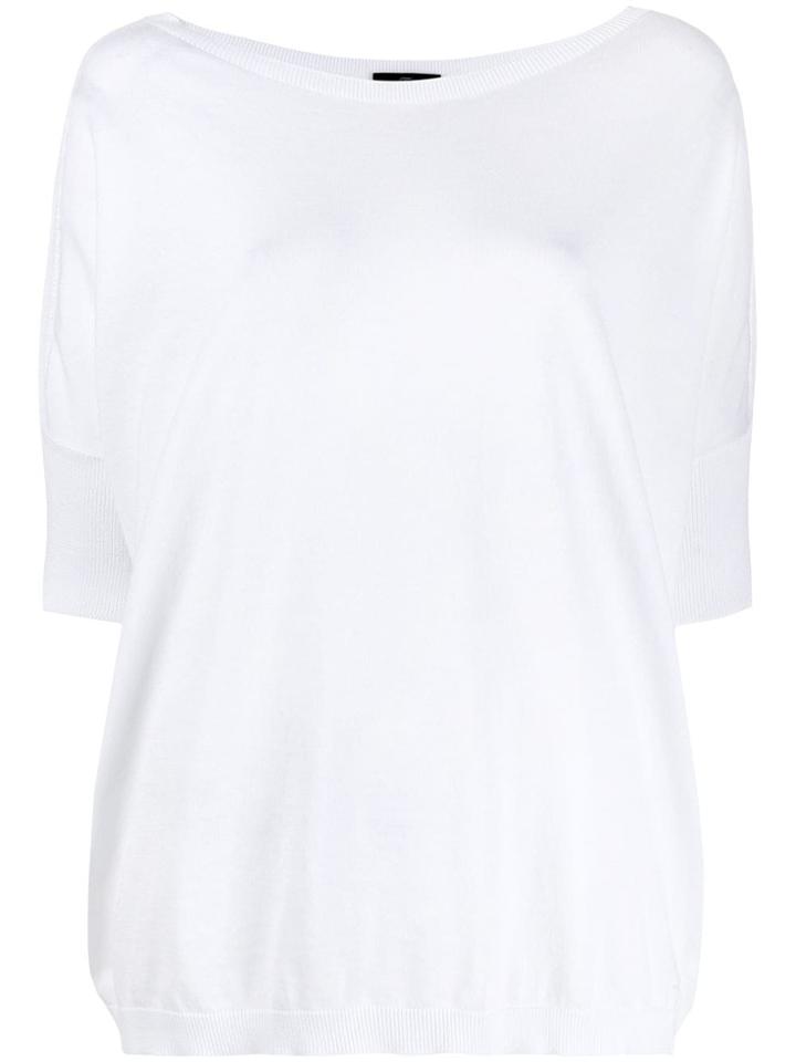 Fay Boat Neck Knitted Top - White