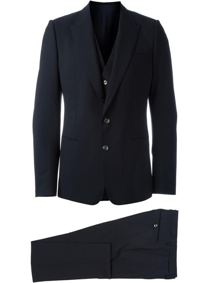 Dolce & Gabbana Formal Three-piece Suit, Men's, Size: 50, Blue, Polyester/spandex/elastane/cupro/virgin Wool