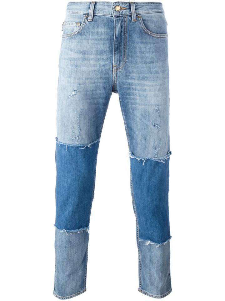 Love Moschino Patchwork Slim Fit Jeans, Men's, Size: 30, Blue, Cotton/spandex/elastane