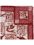 Loewe Animal Tapestry Pattern Scarf - Red