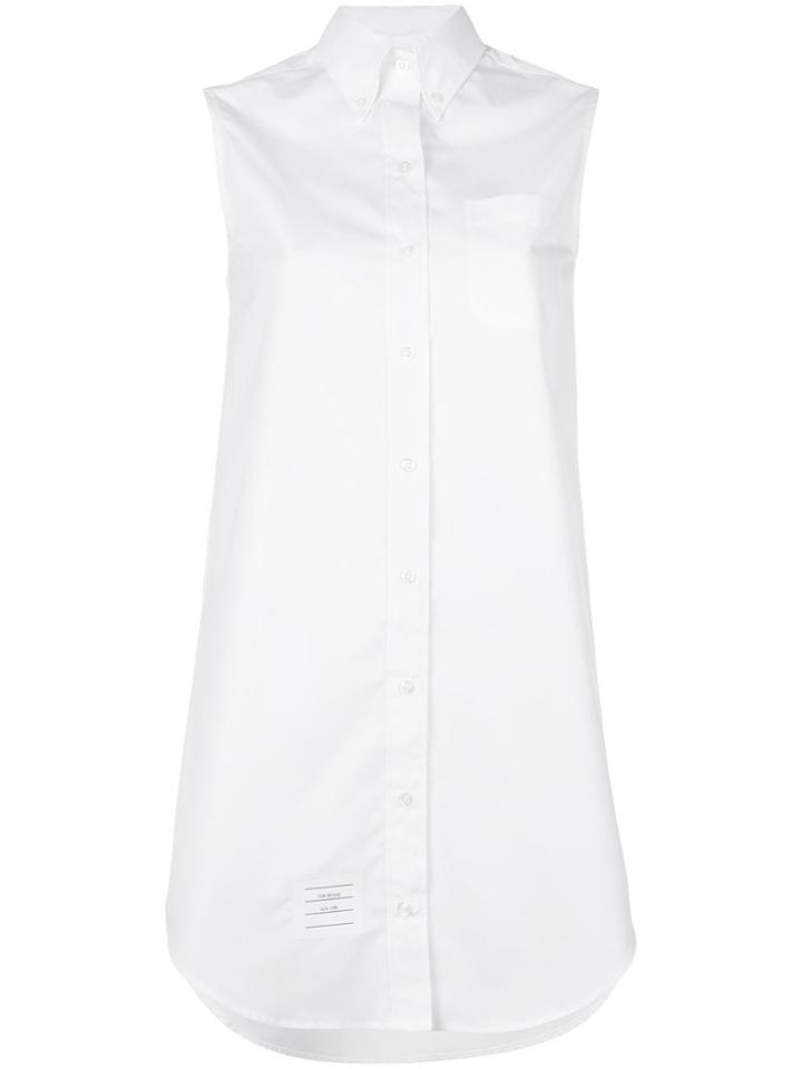 Thom Browne Elongated Sleeveless Button-down Shirt - White