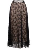 Christopher Kane Pleated Lace Skirt With Crystal - Black