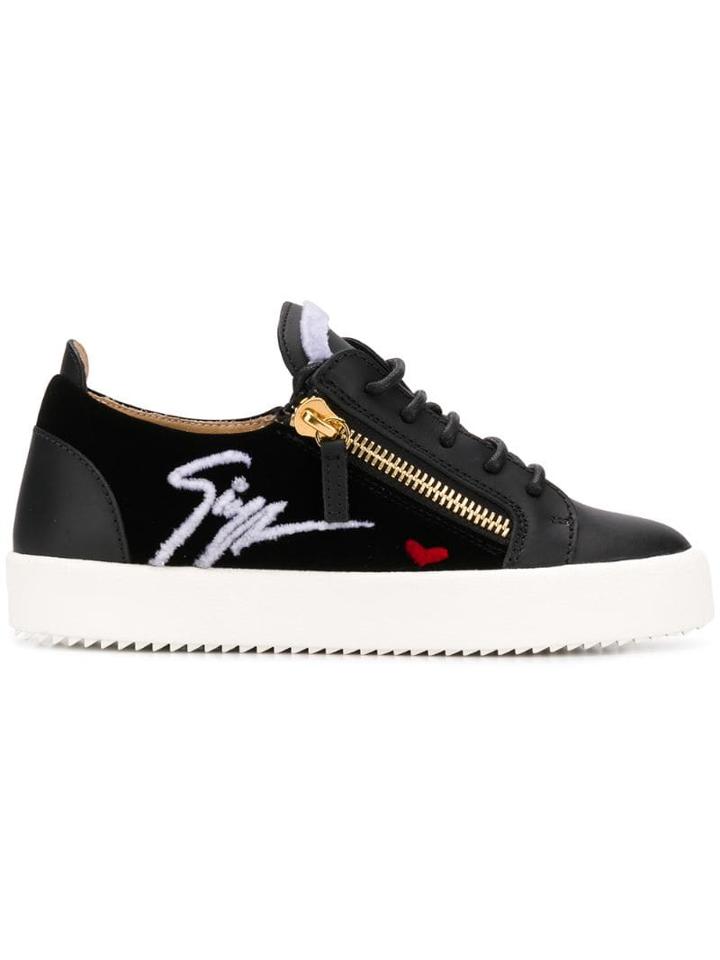 Giuseppe Zanotti Zipped Logo Sneakers - Black