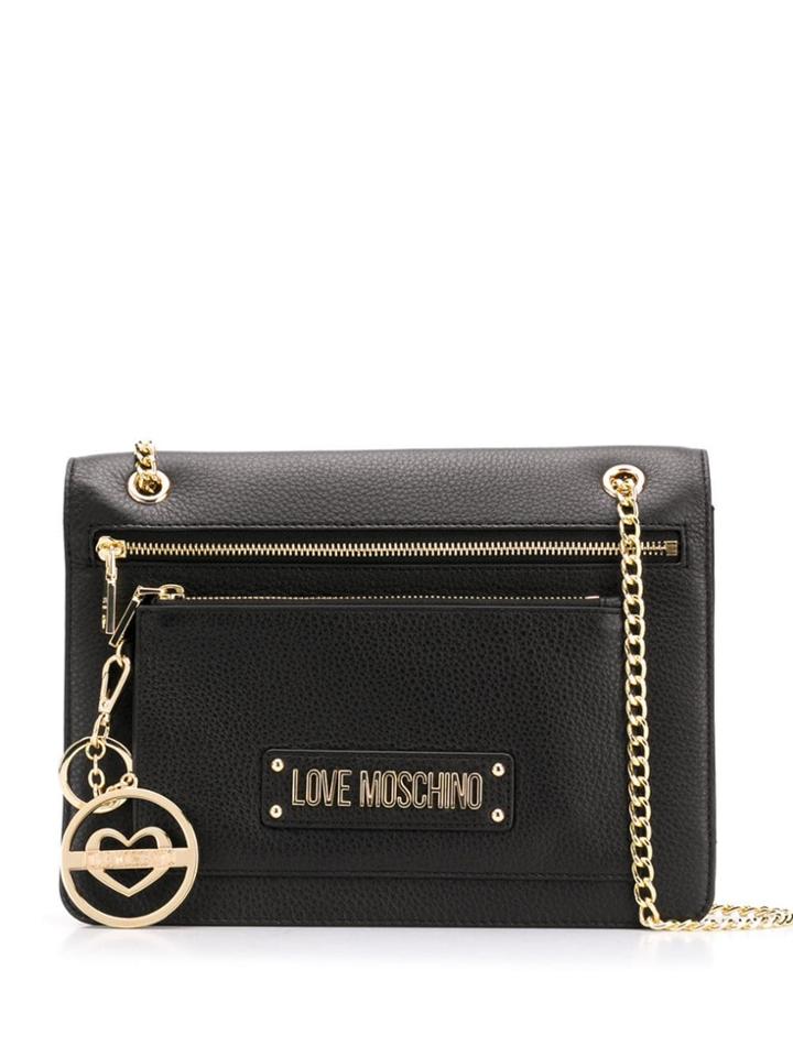 Love Moschino Logo Plaque Large Crossbody Bag - Black