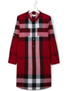 Burberry Kids Checked Shirt Dress, Girl's, Size: 14 Yrs, Red