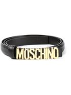 Moschino Logo Charm Belt, Women's, Size: 95, Black, Calf Leather