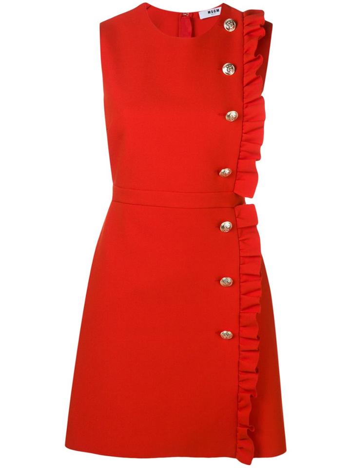 Msgm Ruffled Sleeveless Dress - Red