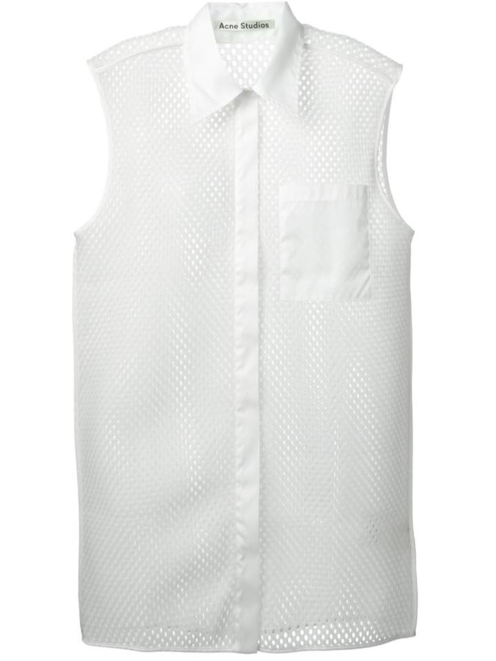 Acne Studios Perforated Sleeveless Shirt, Women's, Size: 34, Nude/neutrals, Polyester/nylon/polyurethane