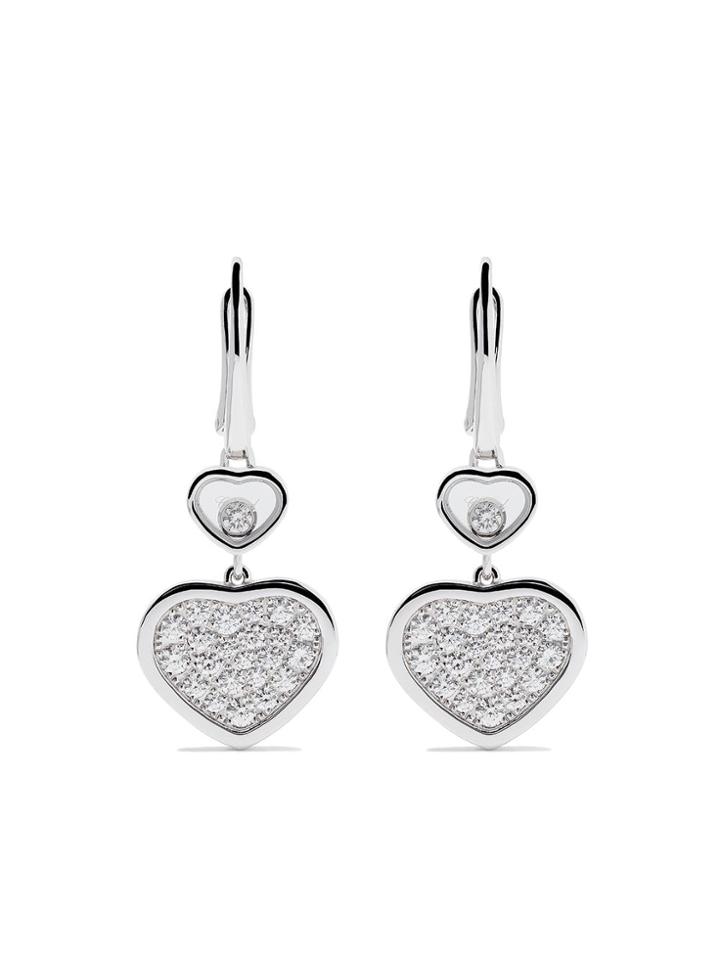 Chopard 18kt White Gold Happy Hearts Diamond Drop Earrings