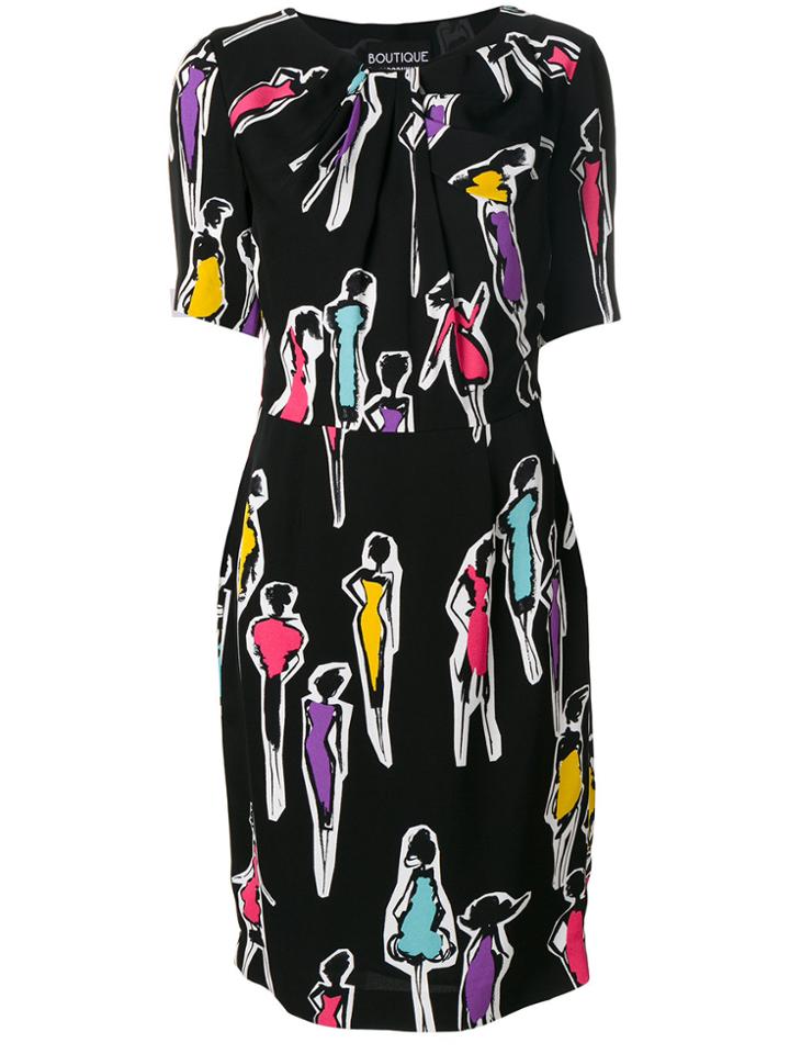 Boutique Moschino Sketch Print Dress - Black