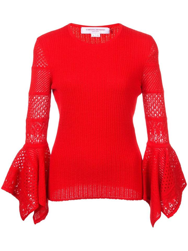 Carolina Herrera Open-knit Sleeve Jumper - Red