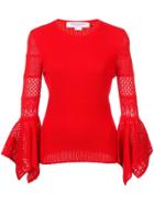 Carolina Herrera Open-knit Sleeve Jumper - Red