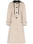 Miu Miu Long Sleeve Trench Coat - Nude & Neutrals