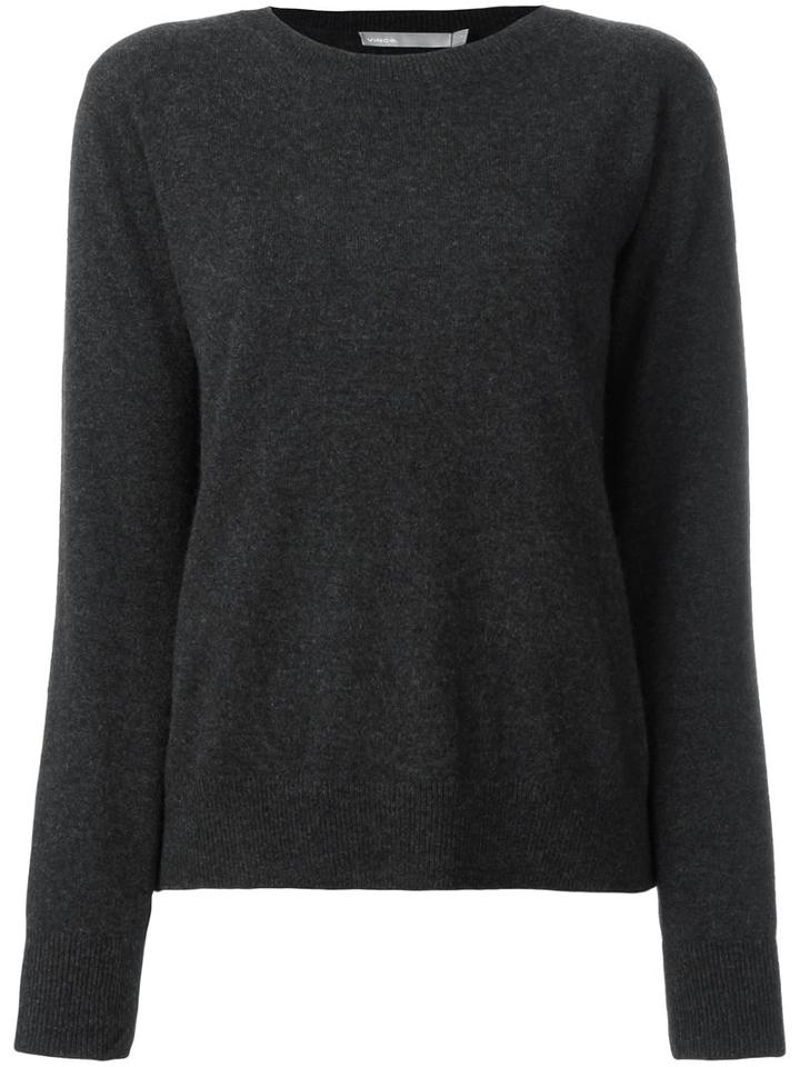 Vince Round Neck Jumper, Women's, Size: Medium, Grey, Cashmere